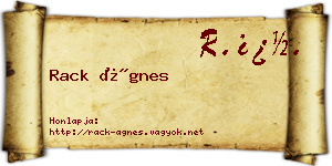 Rack Ágnes névjegykártya